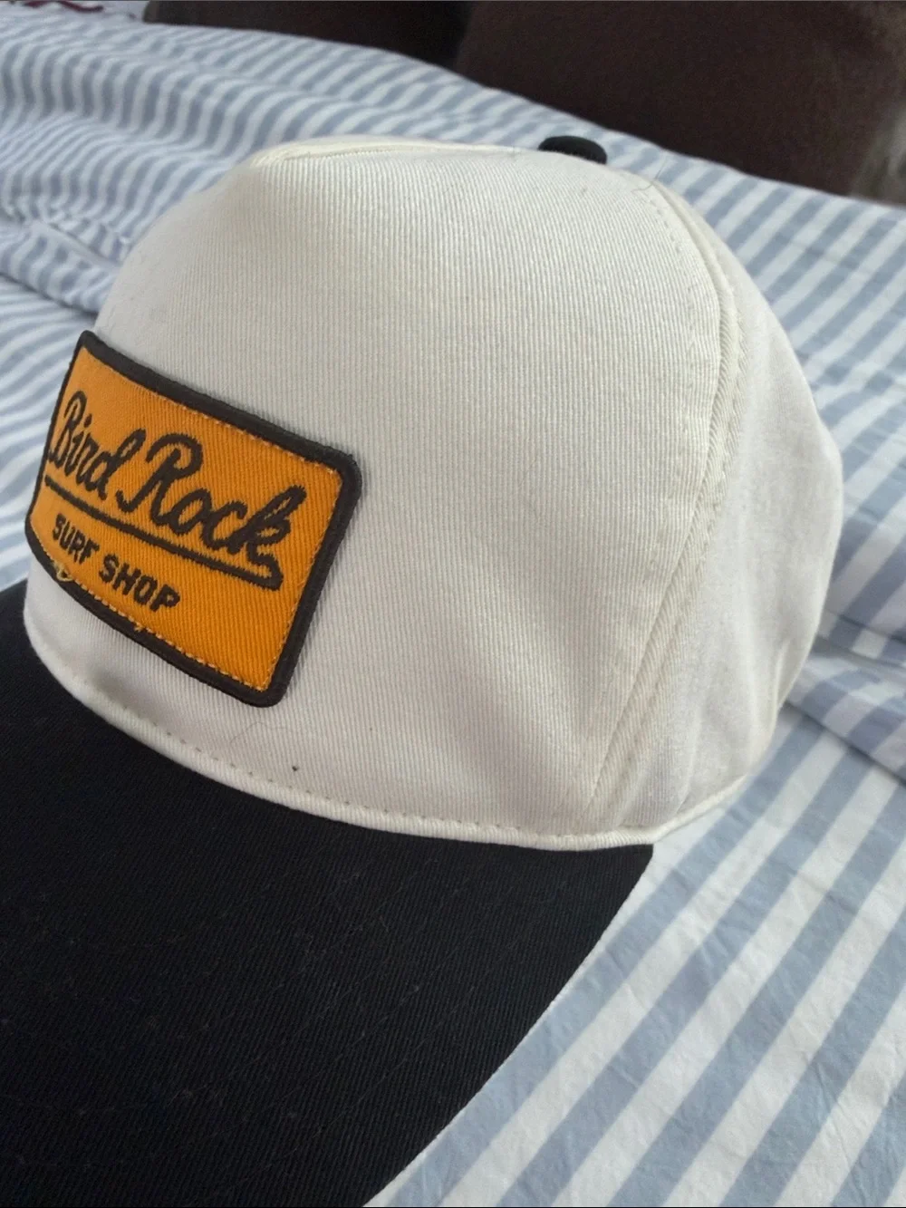 Bird Rock Surf Shop Patch Trucker Hat - White & Black